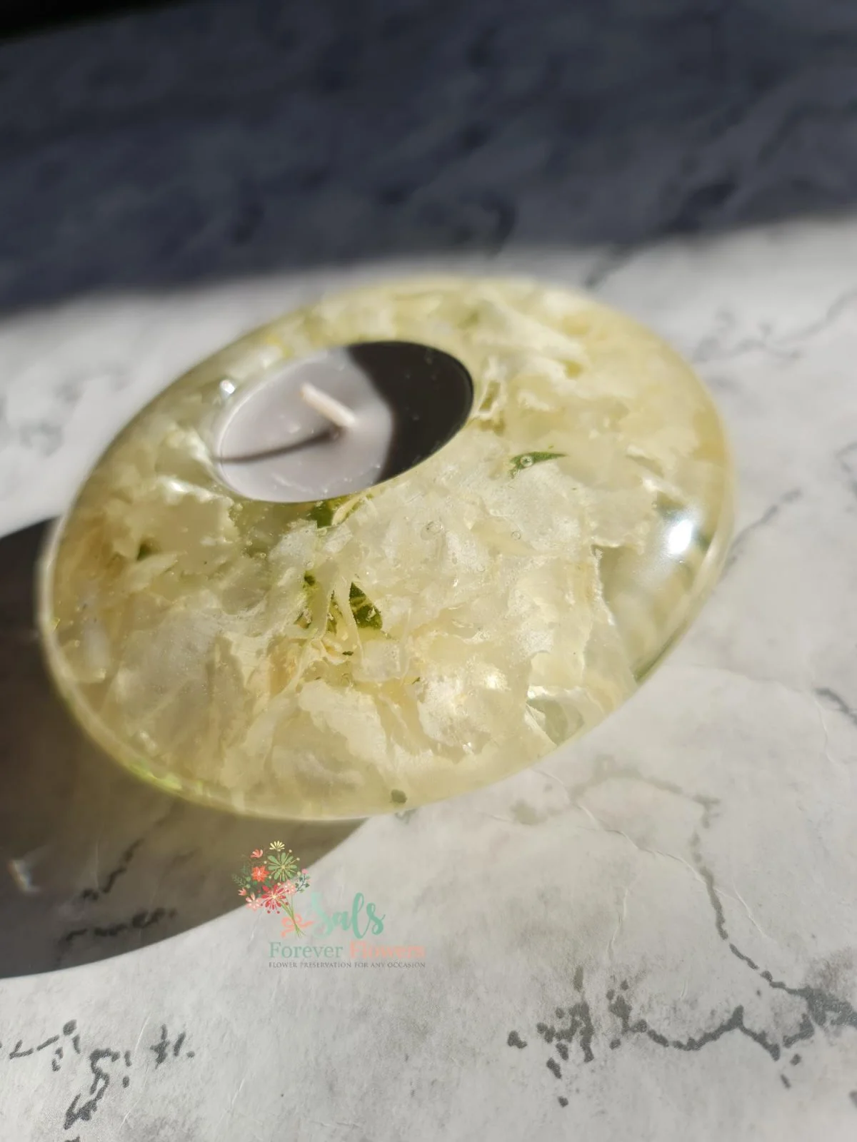 Custom Resin Flower Flat Tealight Holder – Wedding Bouquet Keepsake UK - Image 3