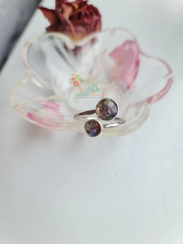 wedding and funeral flower preservation sterling silver adjustable ring