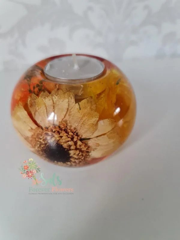 Eternal Bloom Round Resin Tealight Keepsake - Image 2