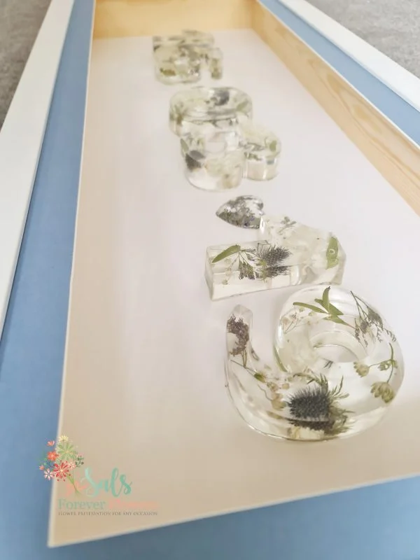 large flower preservation date frame