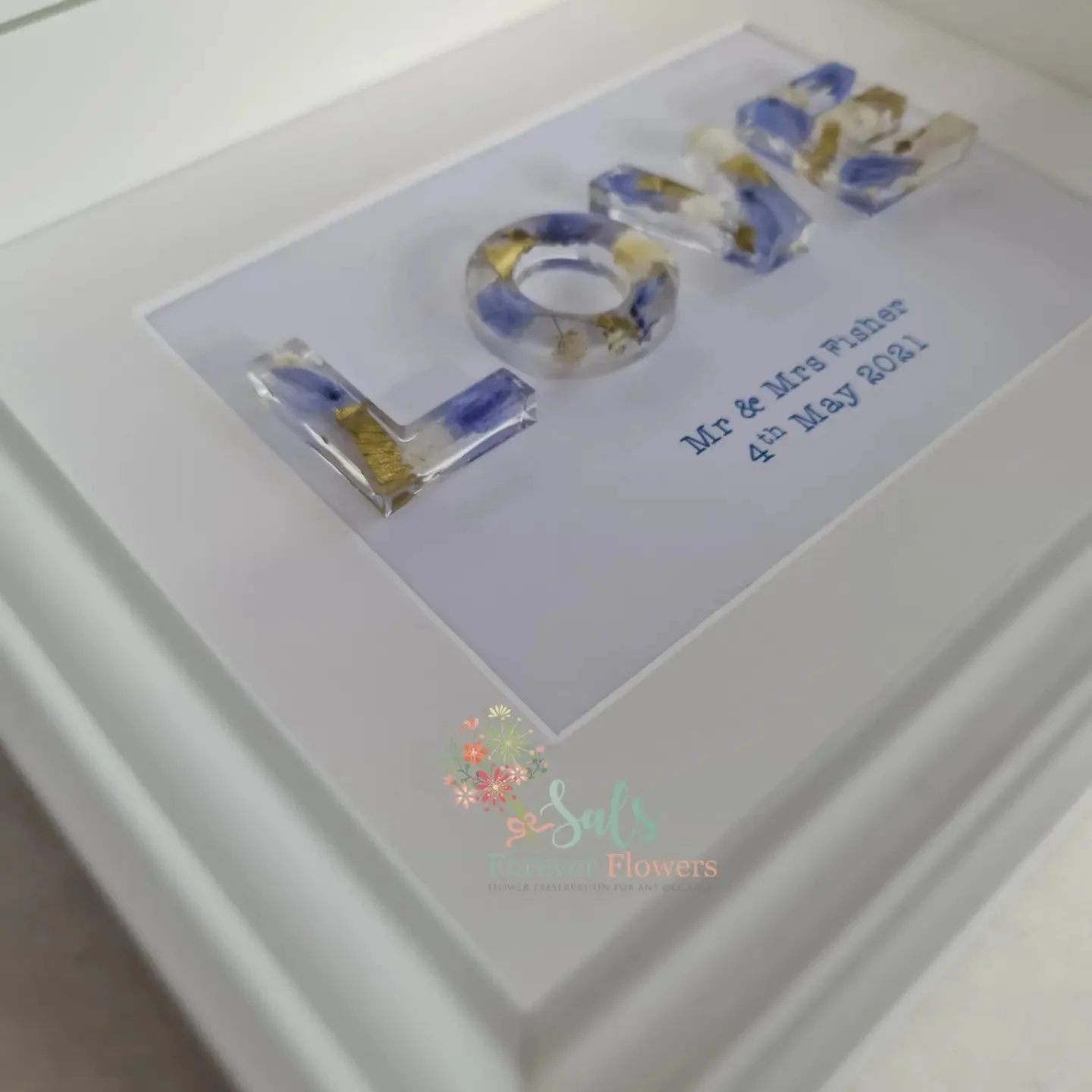 resin flower and confetti preservation love framed