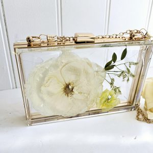 custom wedding flower preservation resin clutch bag