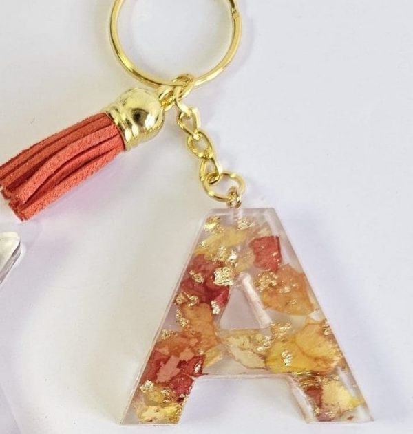 resin wedding flower preservation initial keyring