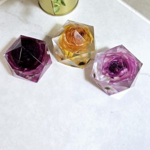 crystal clear wedding flower preservation geometric paperweight