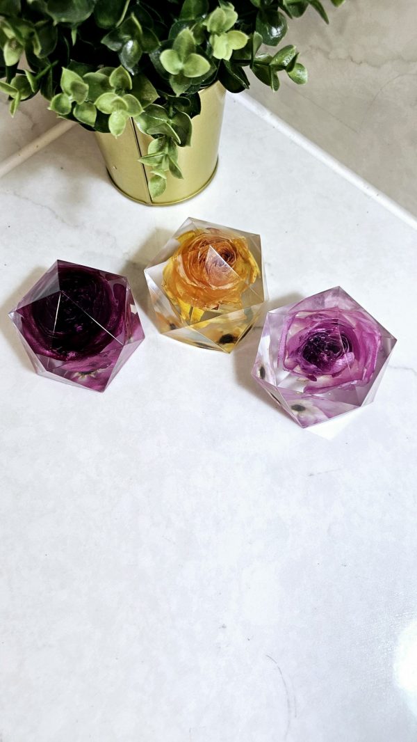 crystal clear wedding flower preservation geometric paperweight