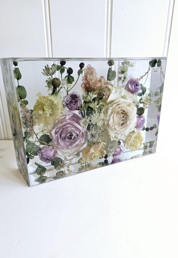 Crystal Clear Resin Flower Keepsake – Rectangle Memory Block - Image 2