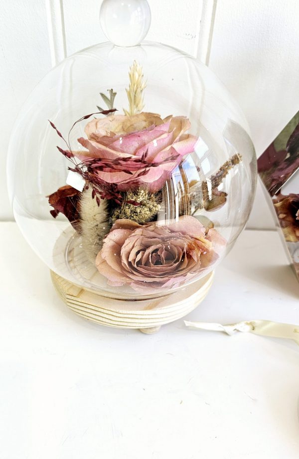 dried wedding bouquet flower preservation bell jar
