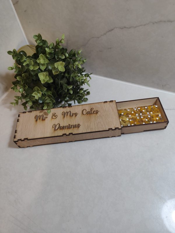 Resin Flower Personalised Domino Keepsake with Engraved Wood Box - Image 7