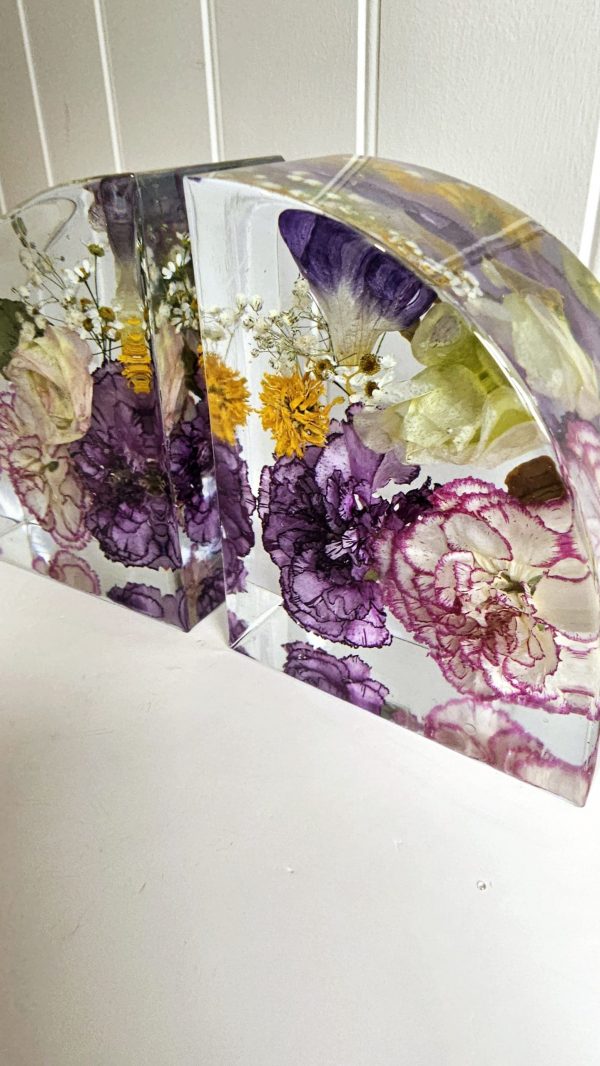 Custom Resin Flower Bookends – Preserve Your Wedding Bouquet or Memorial Flowers - Image 3