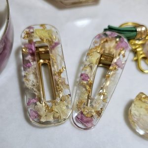 resin flower preservation hair clips