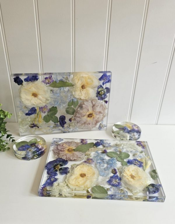 Forever Bloom Resin Flower Preservation Placemats & Coaster Set - Image 2