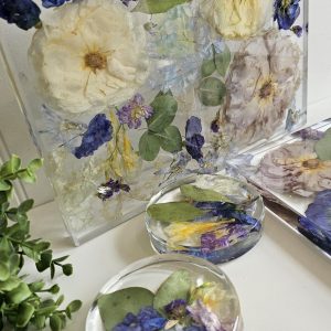 resin flower preservation coaster and placemat set, functional resin flower preservation